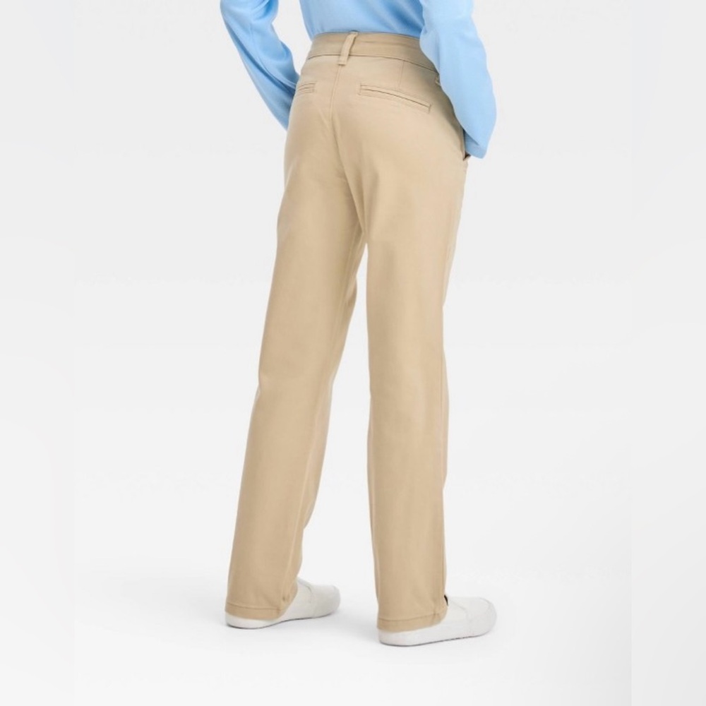 Cat & Jack Unisex Khaki Tan Straight School Uniform Pant w/Adjustable Waist - Picture 2 of 3